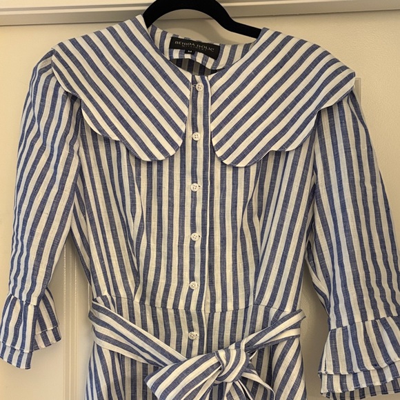 Blue and White Striped Maxi Dress - Picture 2 of 4